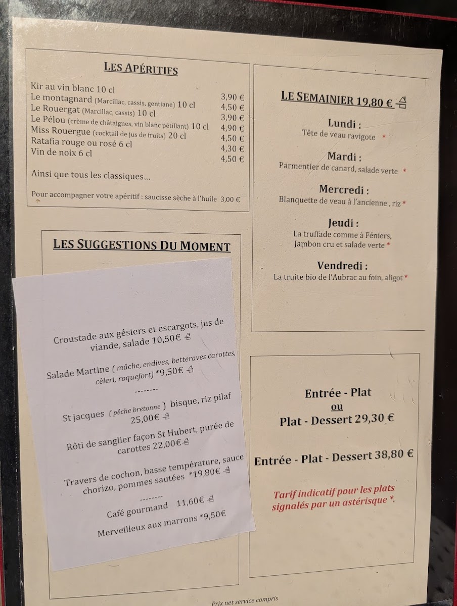 L’Auberge Aveyronnaise Photo Menu 10