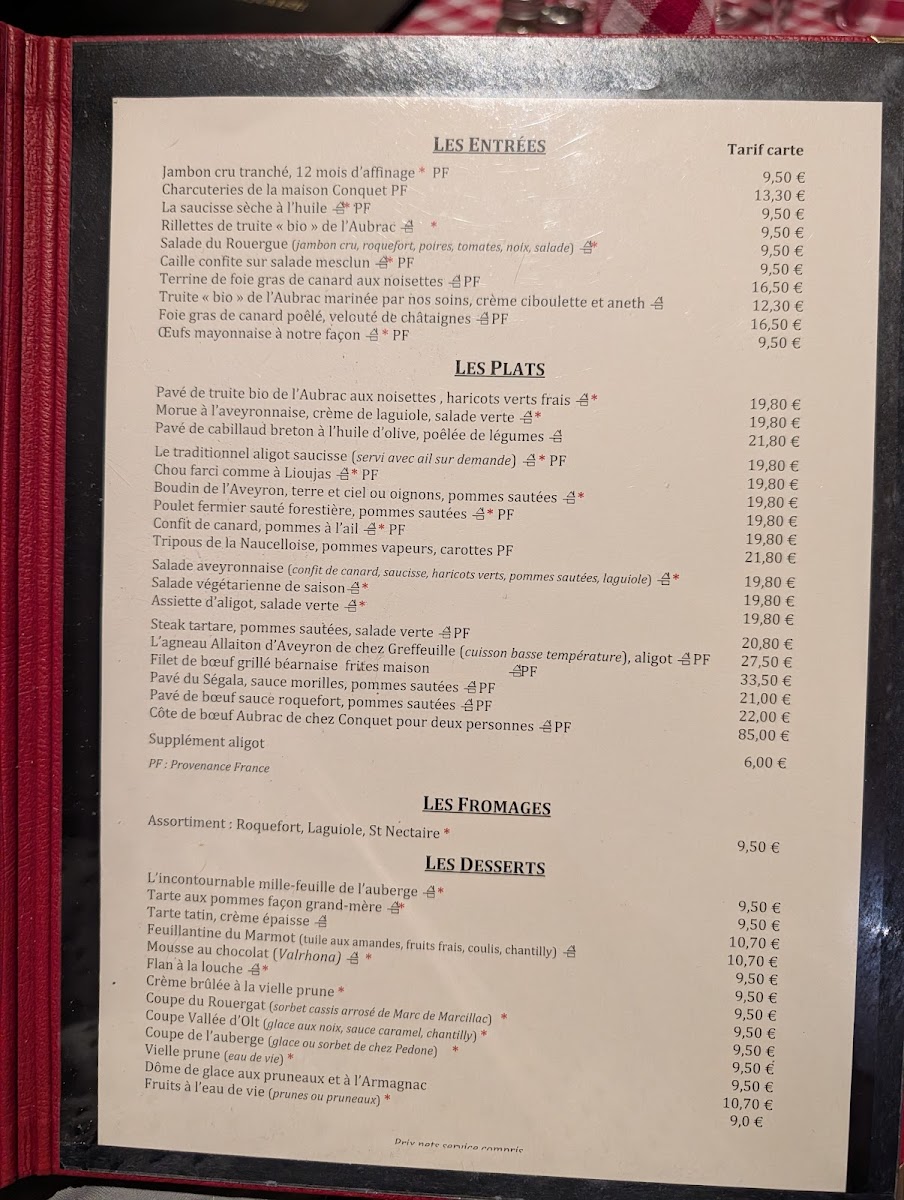 L’Auberge Aveyronnaise Photo Menu 2