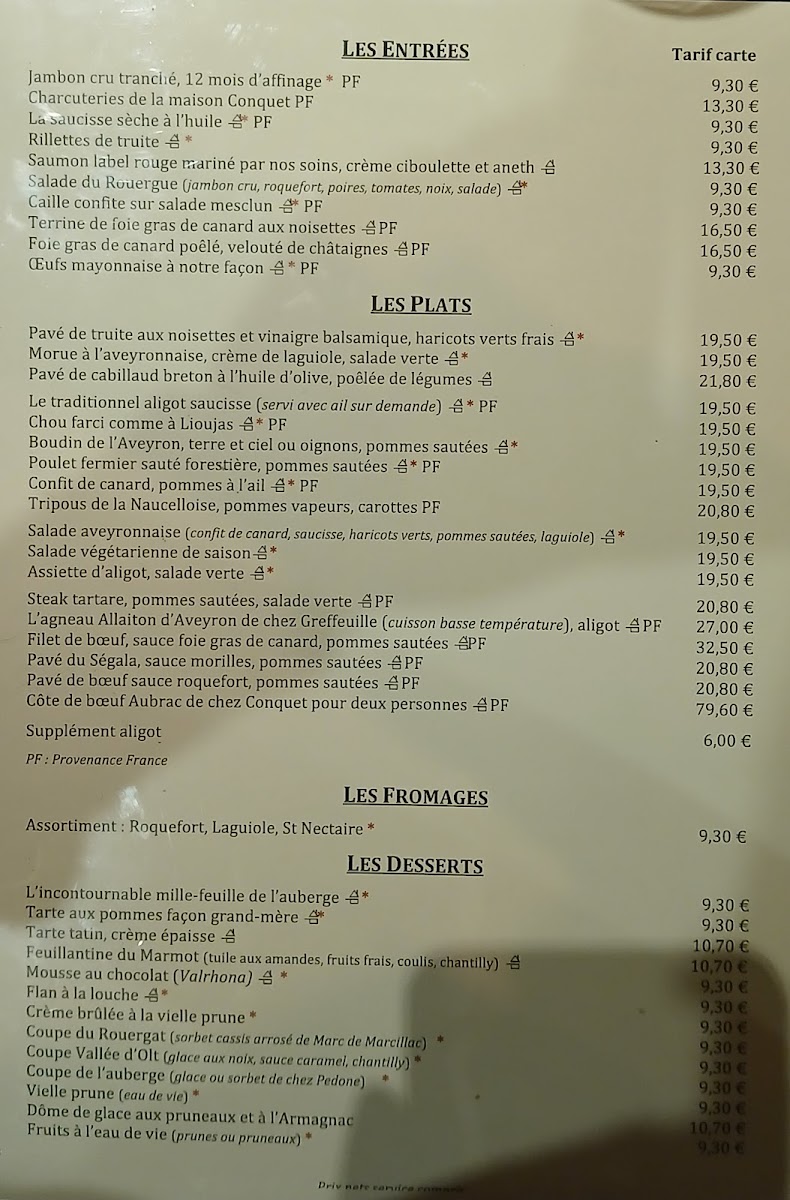 L’Auberge Aveyronnaise Photo Menu 8