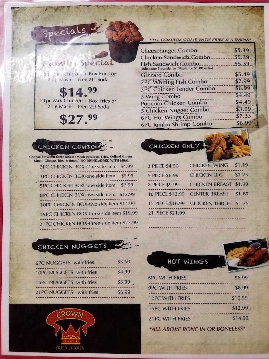 Crown Fried Chicken Fayetteville Photo Menu 7