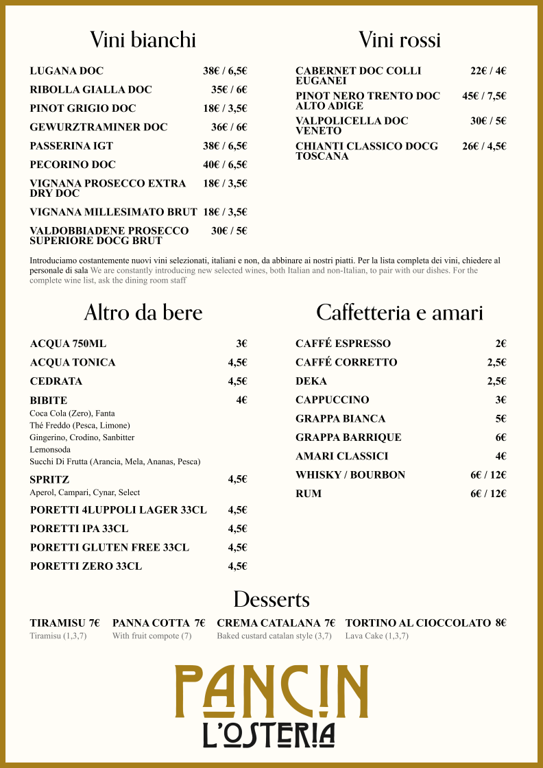 Osteria Pancin Photo Menu 1