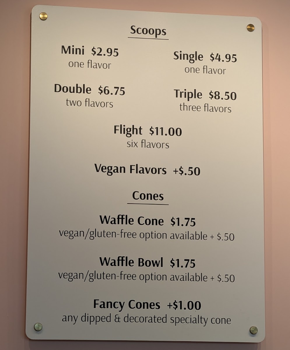 Wandering Cone Creamery Photo Menu 1