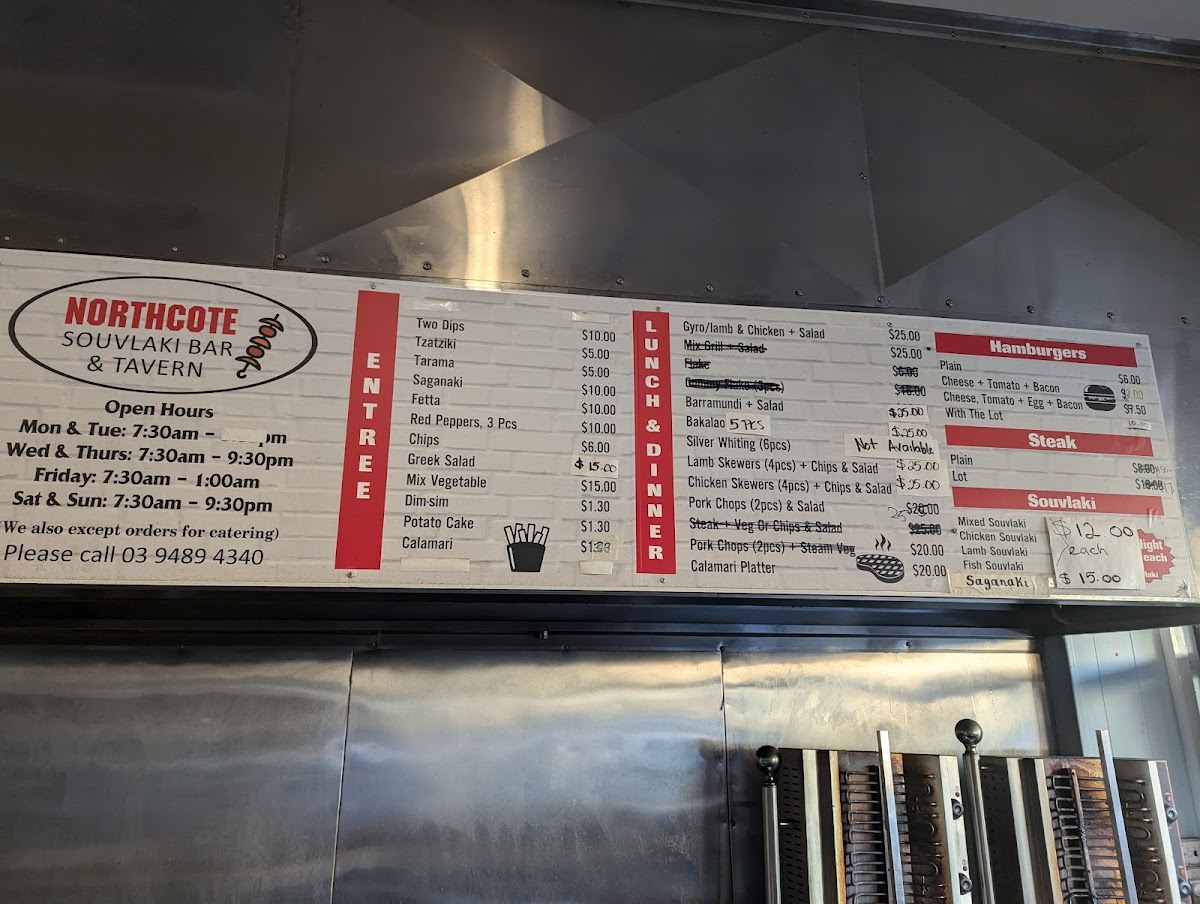 Northcote Souvlaki Bar and Tavern Photo Menu 1