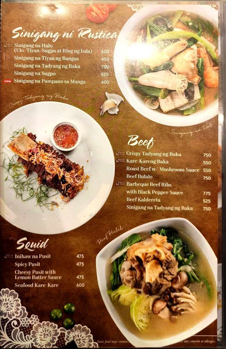 Rustica Tarlac City Photo Menu 1