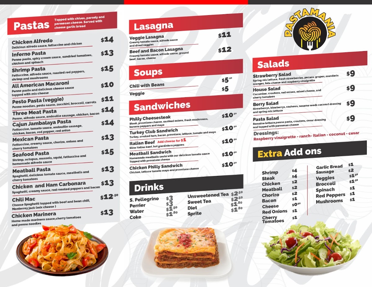 Pastamania Photo Menu 1