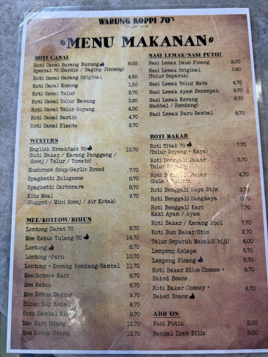 Warung Koppi 70's Bangi Photo Menu 7