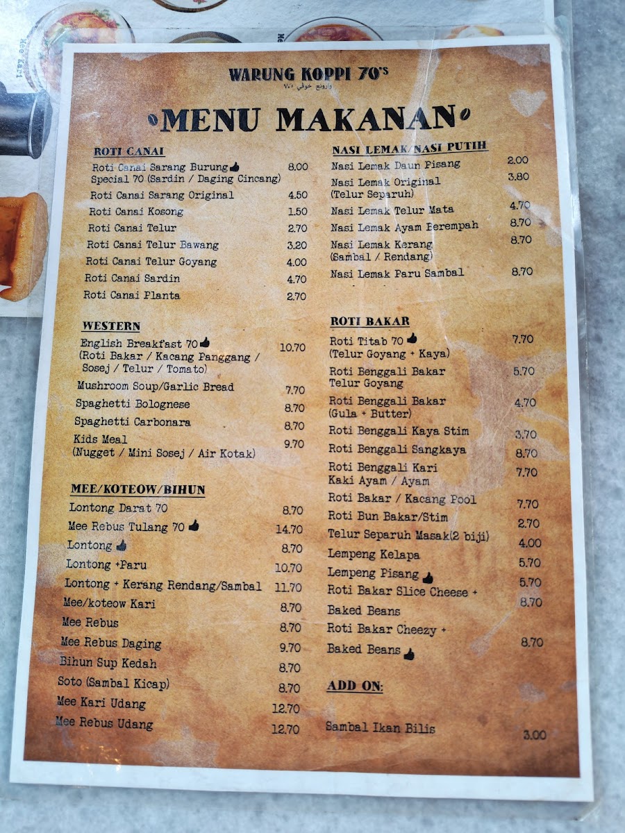 Warung Koppi 70's Bangi Photo Menu 8
