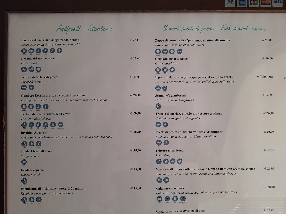 'A Paranza Photo Menu 1