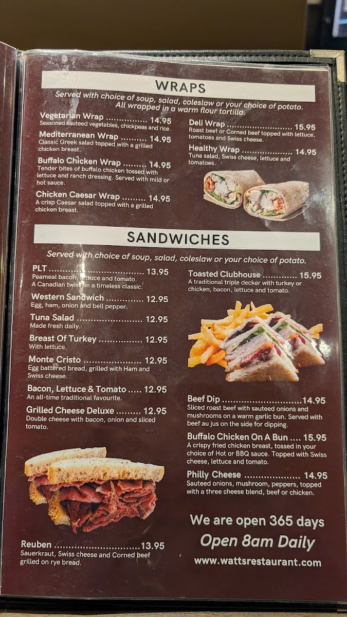 Watts Restaurant Photo Menu 1