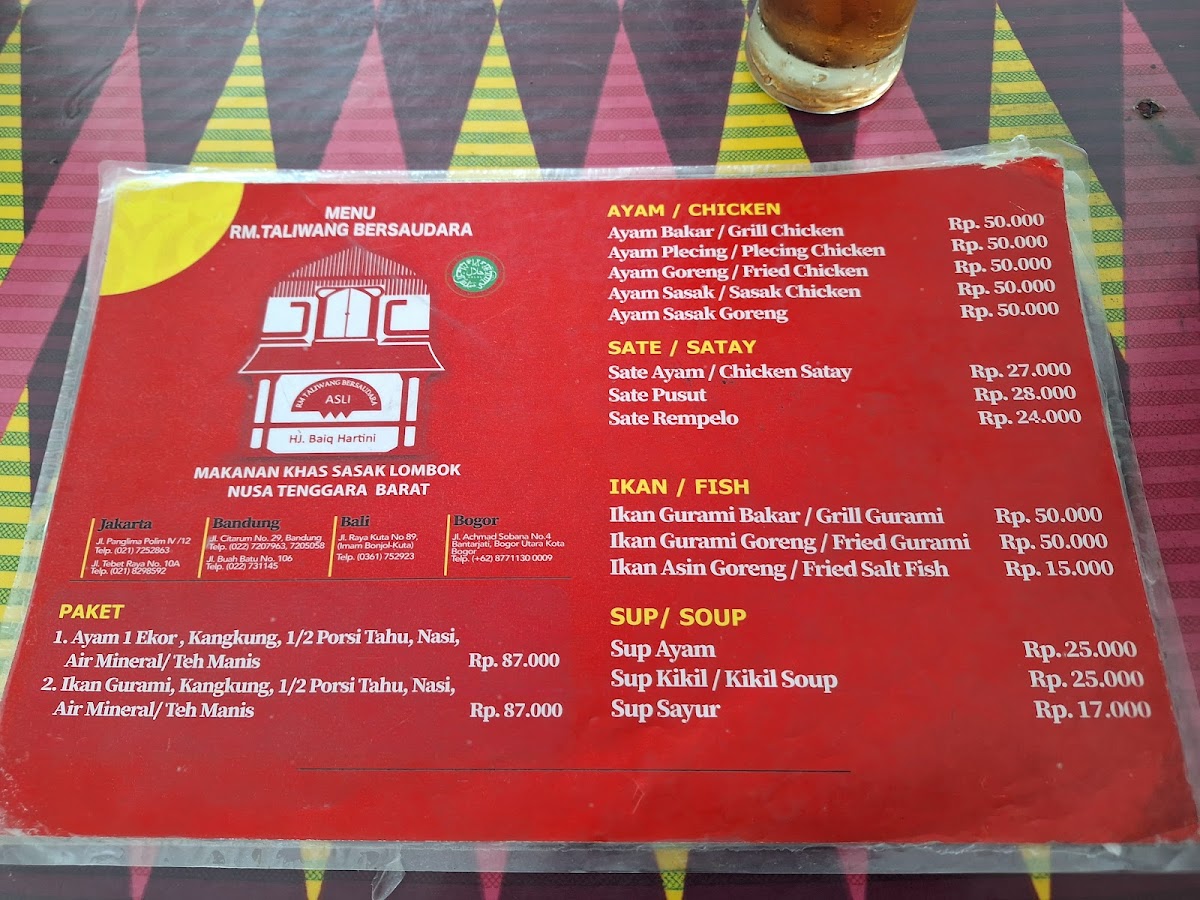 Rumah Makan Taliwang Bersaudara Photo Menu 6