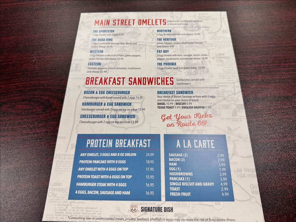 Main Street Cafe Route 66 Photo Menu 4