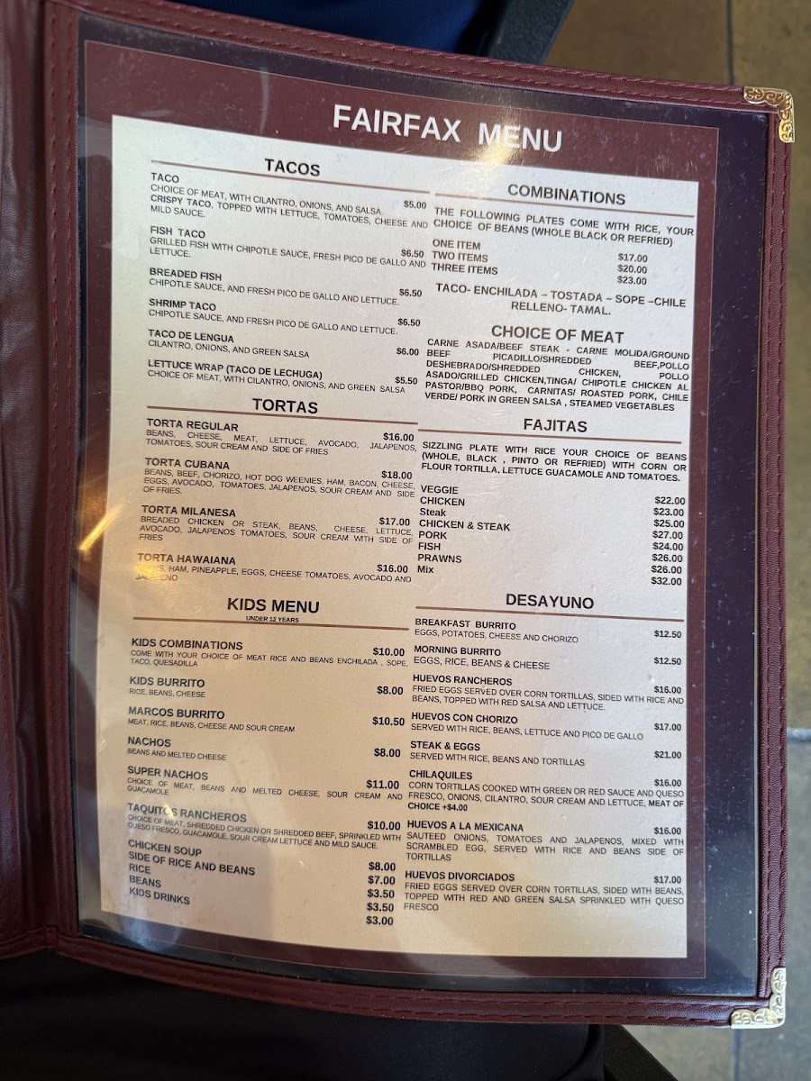 Carmen's La Hacienda Fairfax Photo Menu 2