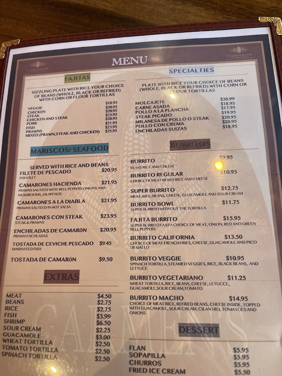 Carmen's La Hacienda Fairfax Photo Menu 3
