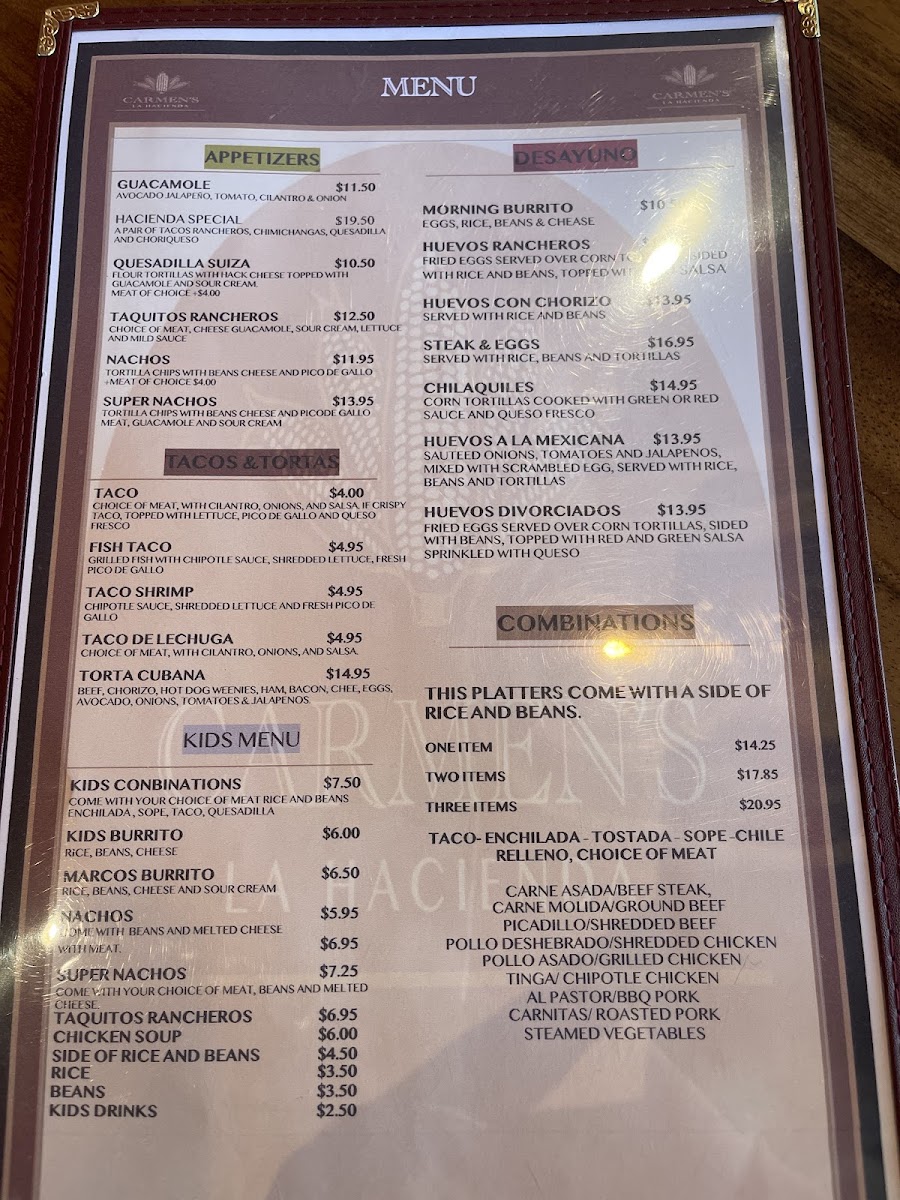 Carmen's La Hacienda Fairfax Photo Menu 4