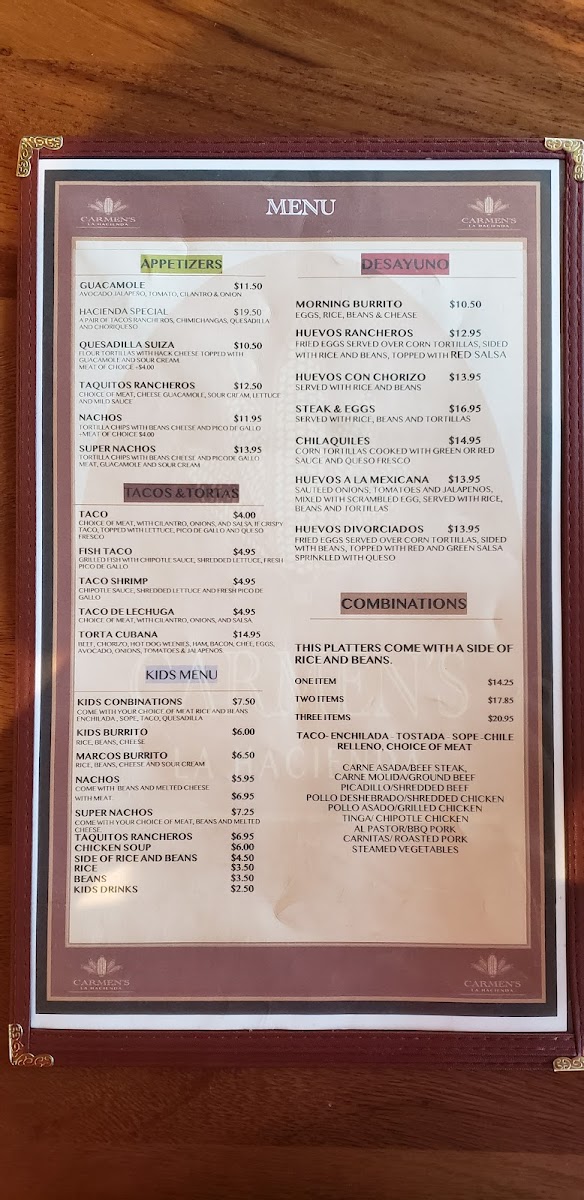 Carmen's La Hacienda Fairfax Photo Menu 5