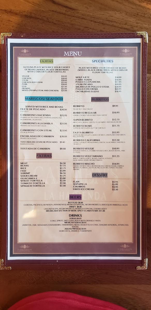 Carmen's La Hacienda Fairfax Photo Menu 6