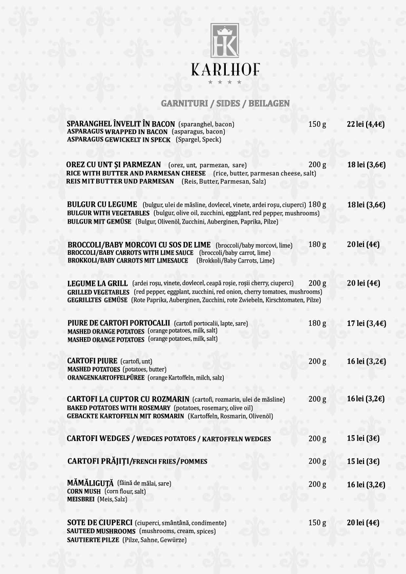 Karlhof Restaurant și Cazare Photo Menu 4