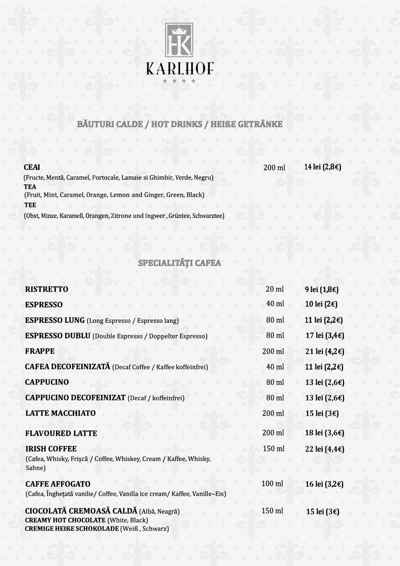 Karlhof Restaurant și Cazare Photo Menu 6