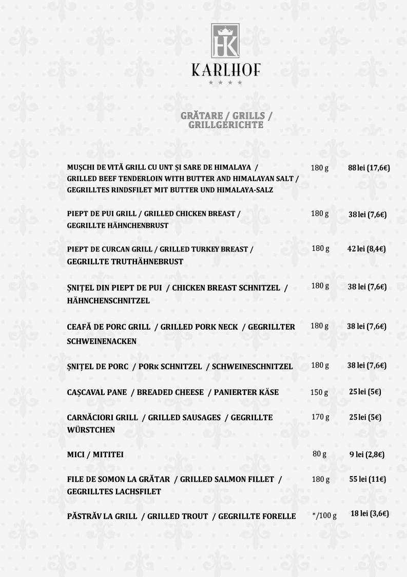 Karlhof Restaurant și Cazare Photo Menu 9