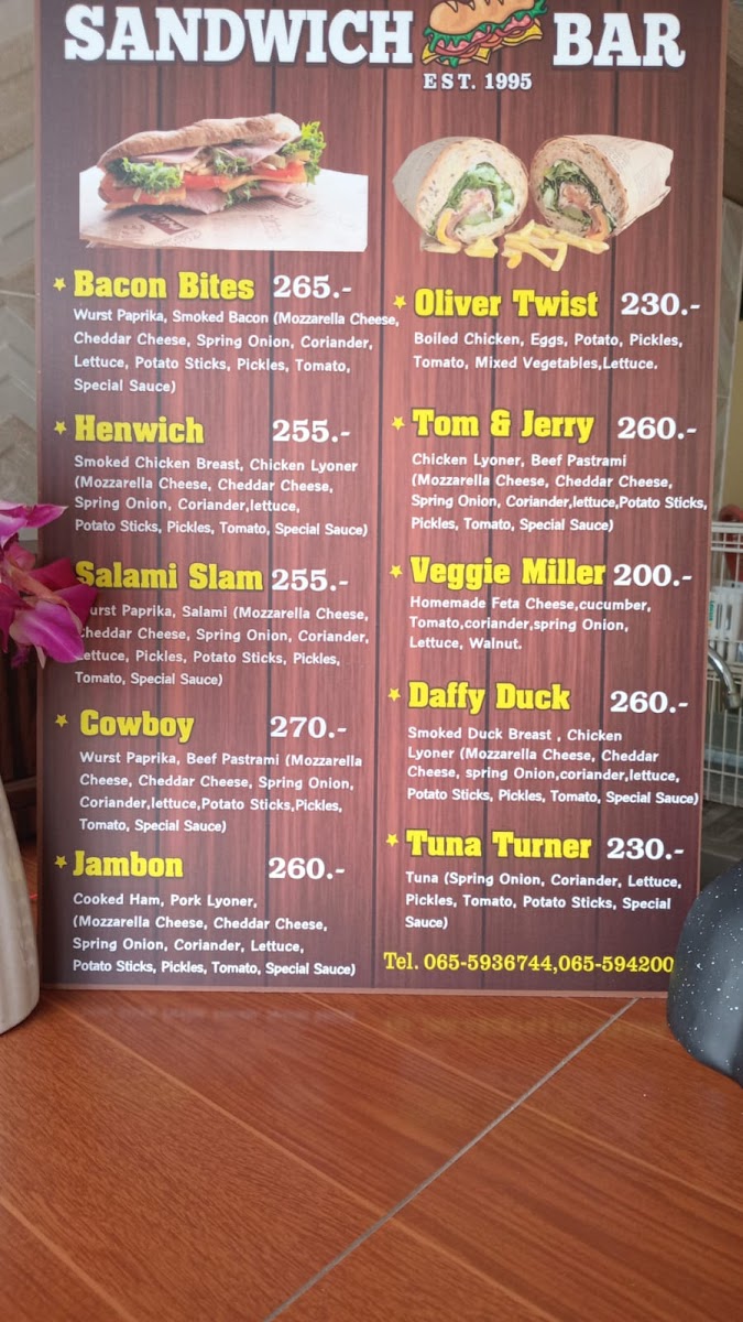 Sandwich Bar Photo Menu 1