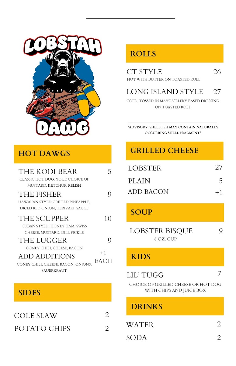 Lobstah Dawg Photo Menu 1