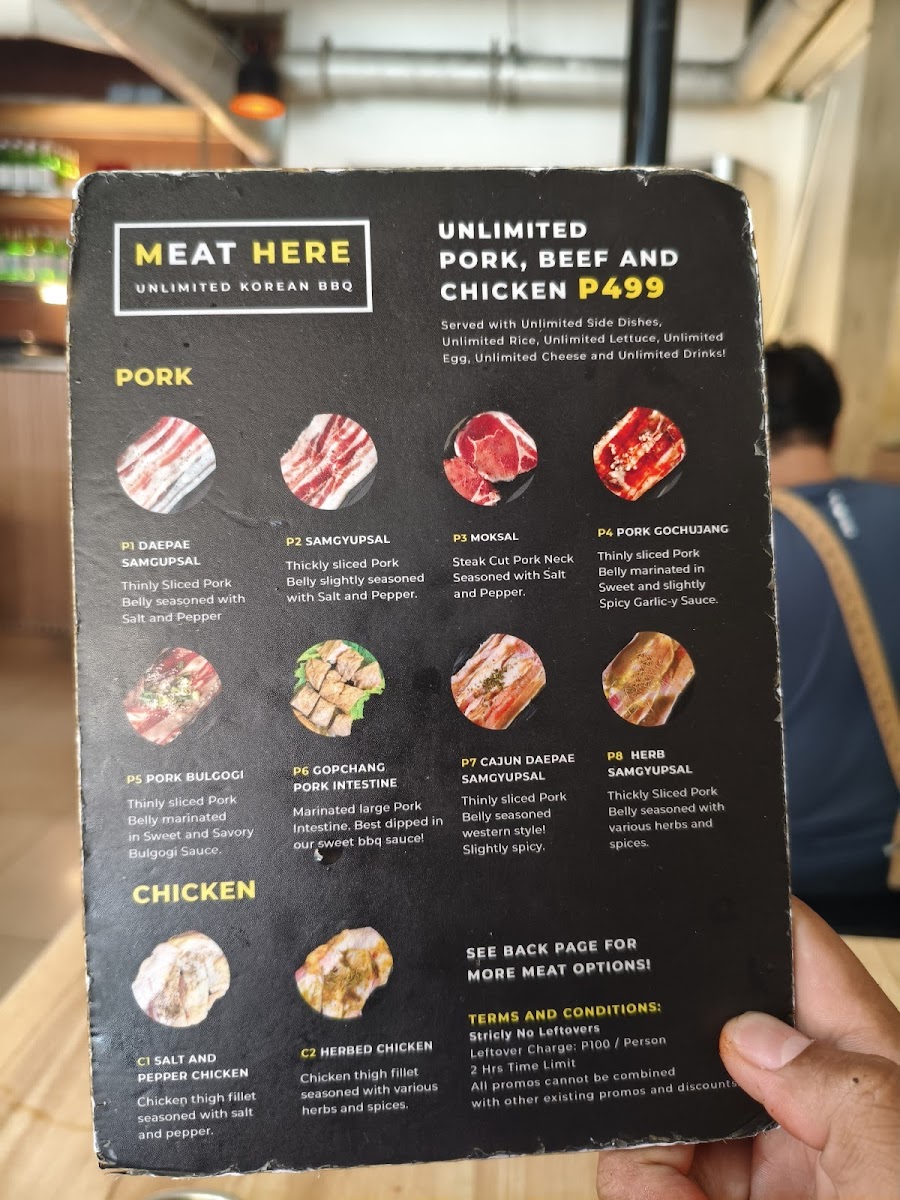 Meat Here Unlimited Korean BBQ Photo Menu 1
