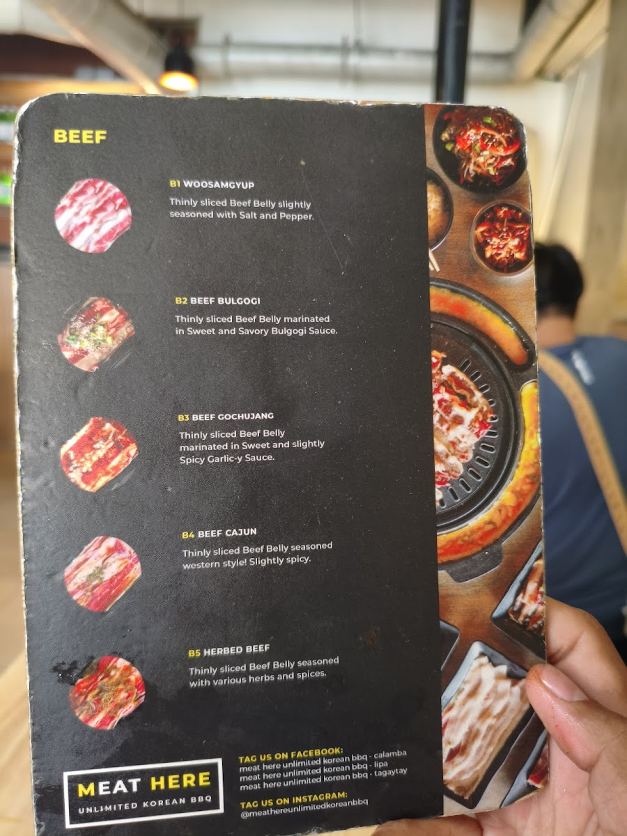 Meat Here Unlimited Korean BBQ Photo Menu 2