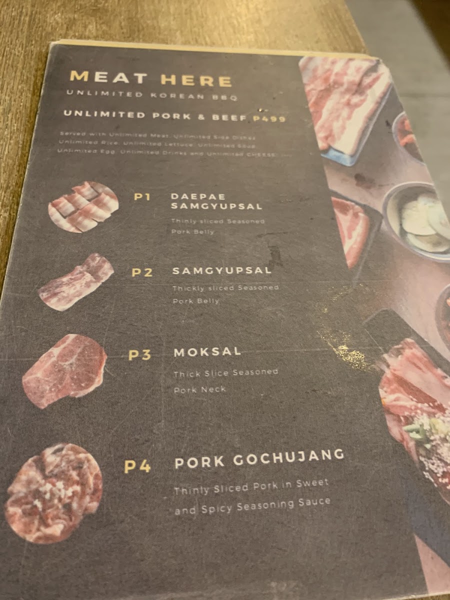 Meat Here Unlimited Korean BBQ Photo Menu 3