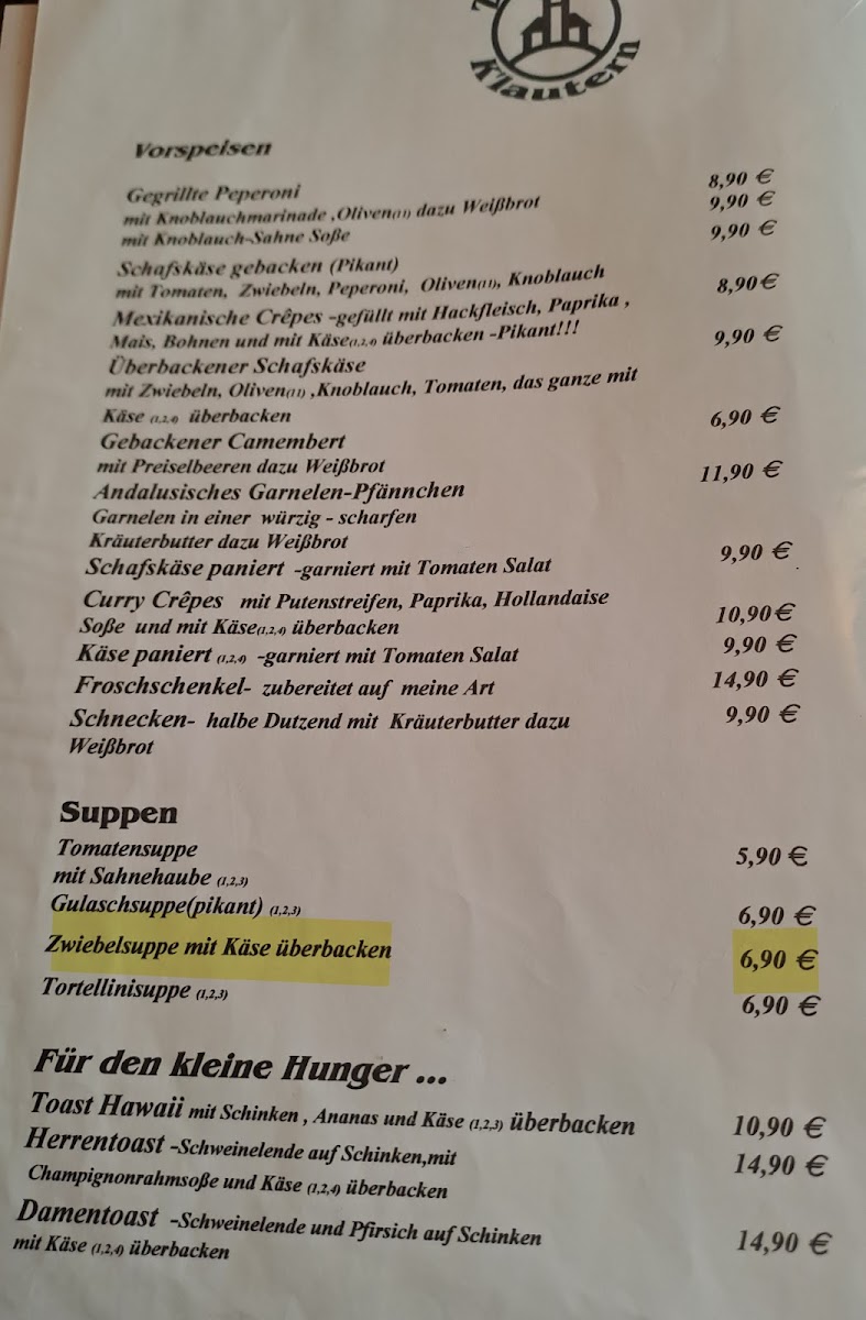 Restaurant Steakhaus Zur Burg Photo Menu 1