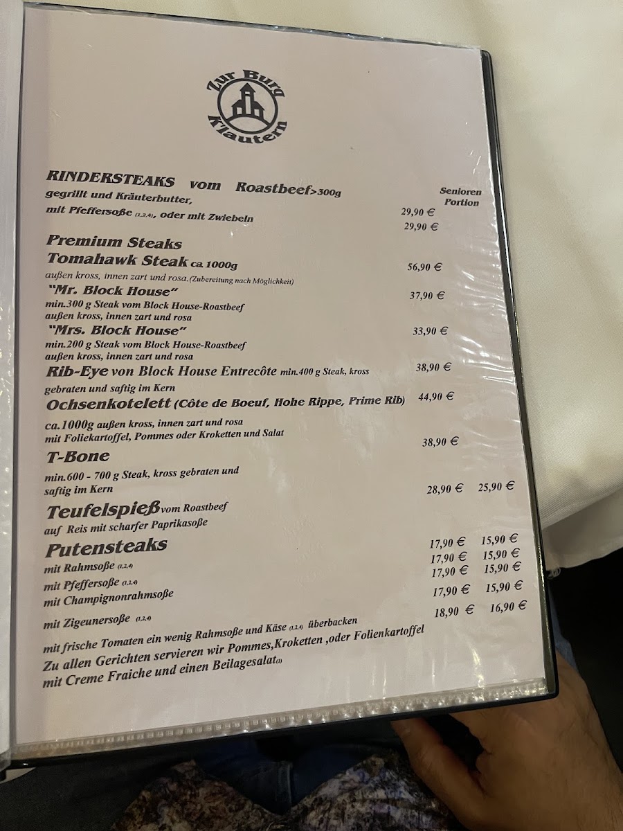 Restaurant Steakhaus Zur Burg Photo Menu 2