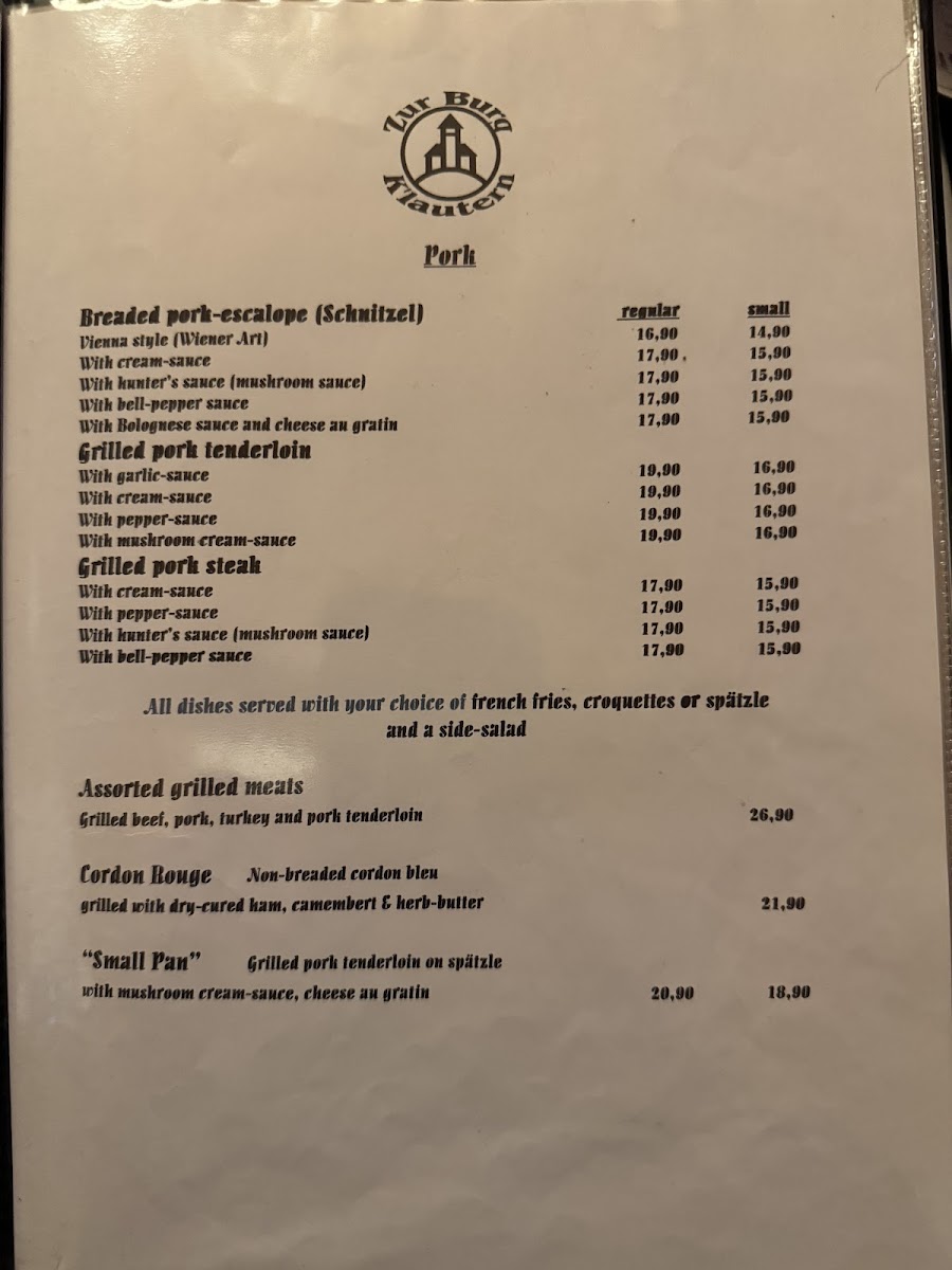 Restaurant Steakhaus Zur Burg Photo Menu 5
