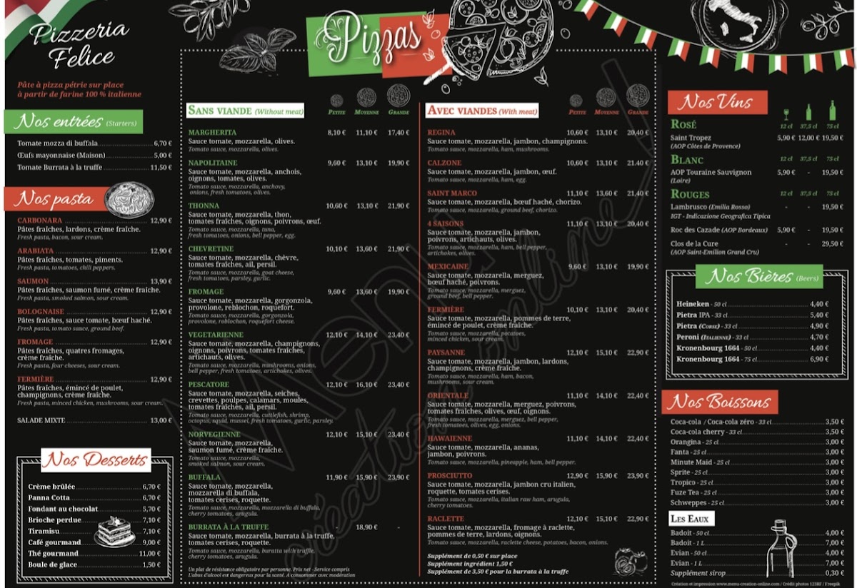 Pizzeria Felice Photo Menu 1