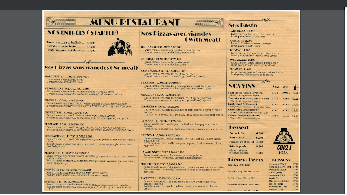 Pizzeria Felice Photo Menu 5