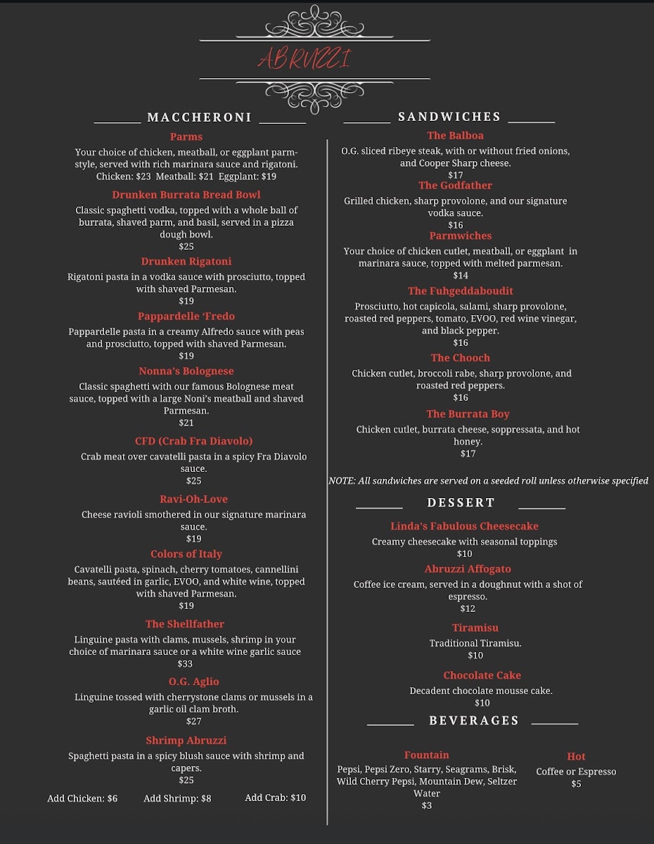 Abruzzi Ristorante Photo Menu 2