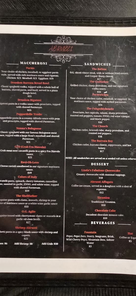 Abruzzi Ristorante Photo Menu 4