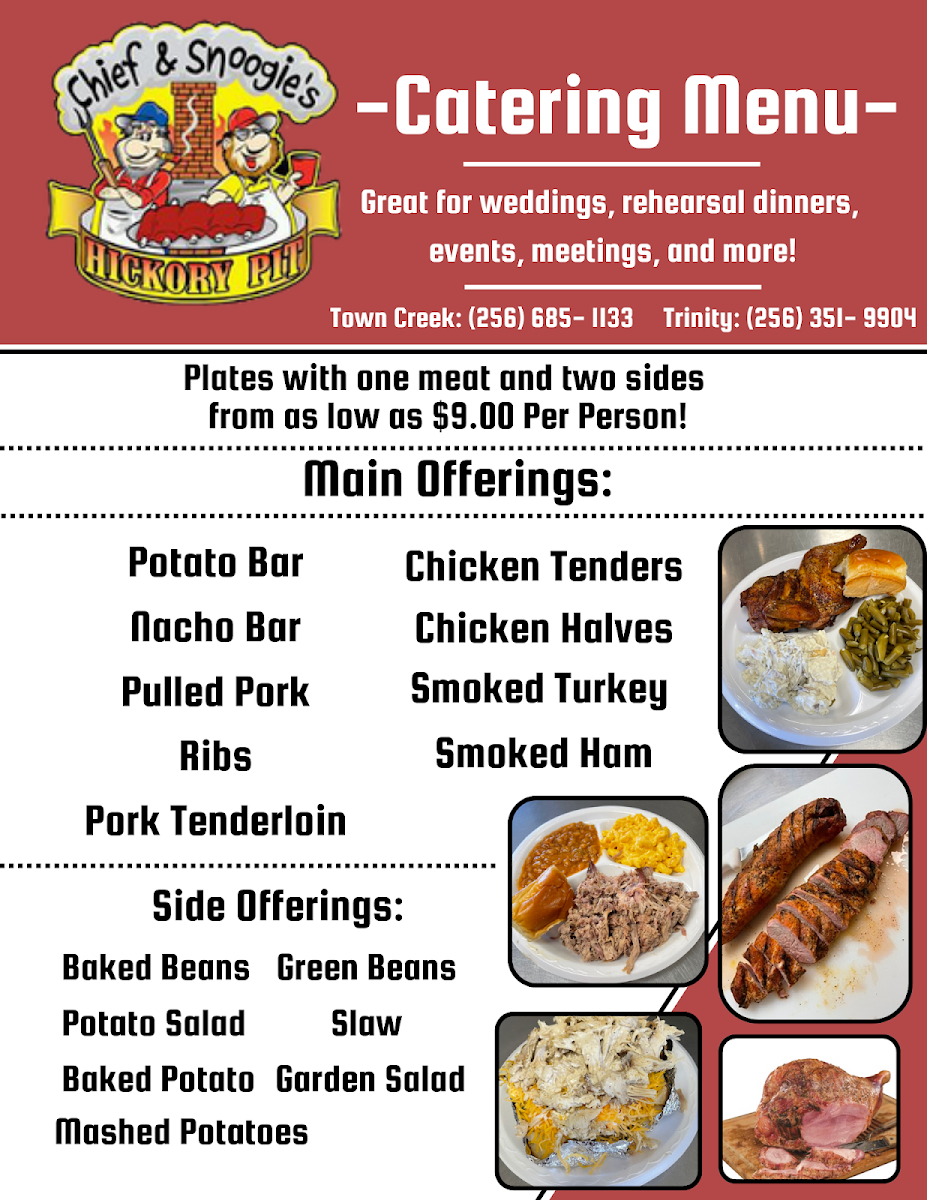 Chief & Snoogie's Hickory Pit Photo Menu 1