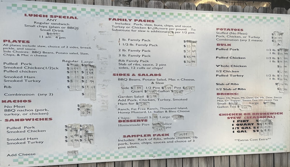 Chief & Snoogie's Hickory Pit Photo Menu 2