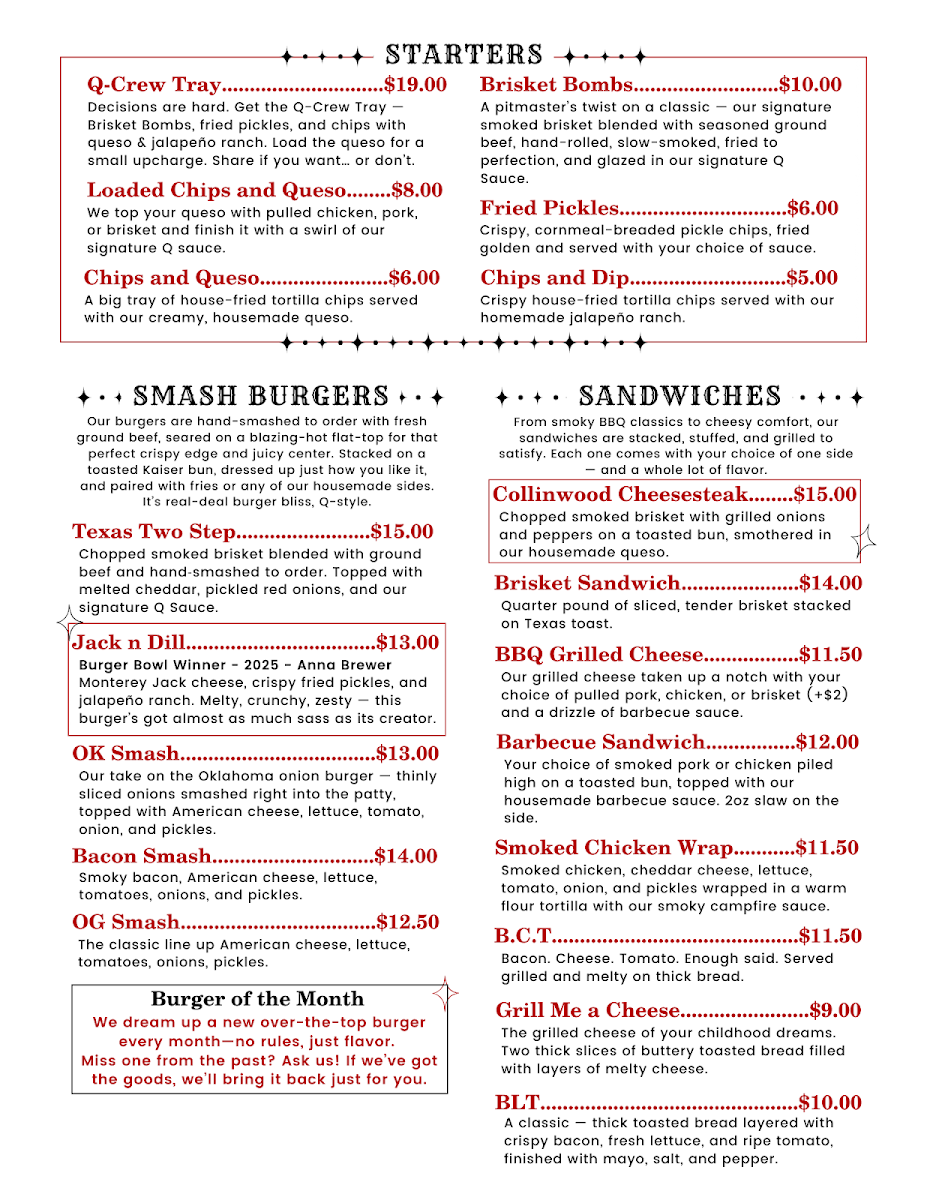 Q Barbecue Co. Photo Menu 2
