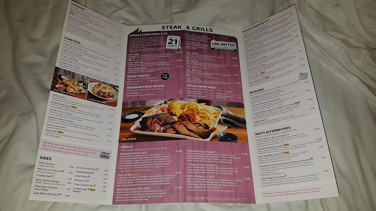 The Lydiard Beefeater Photo Menu 2