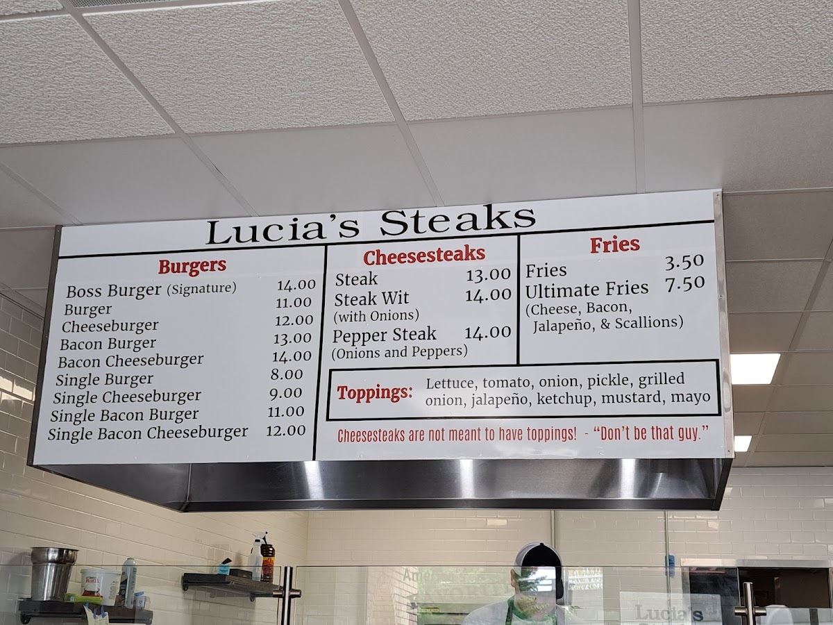 Lucia's Steaks Photo Menu 1