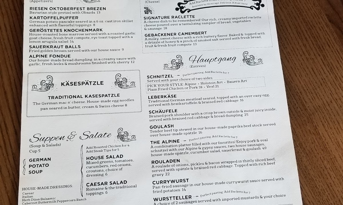 Alpine Restaurant & Bar Photo Menu 2