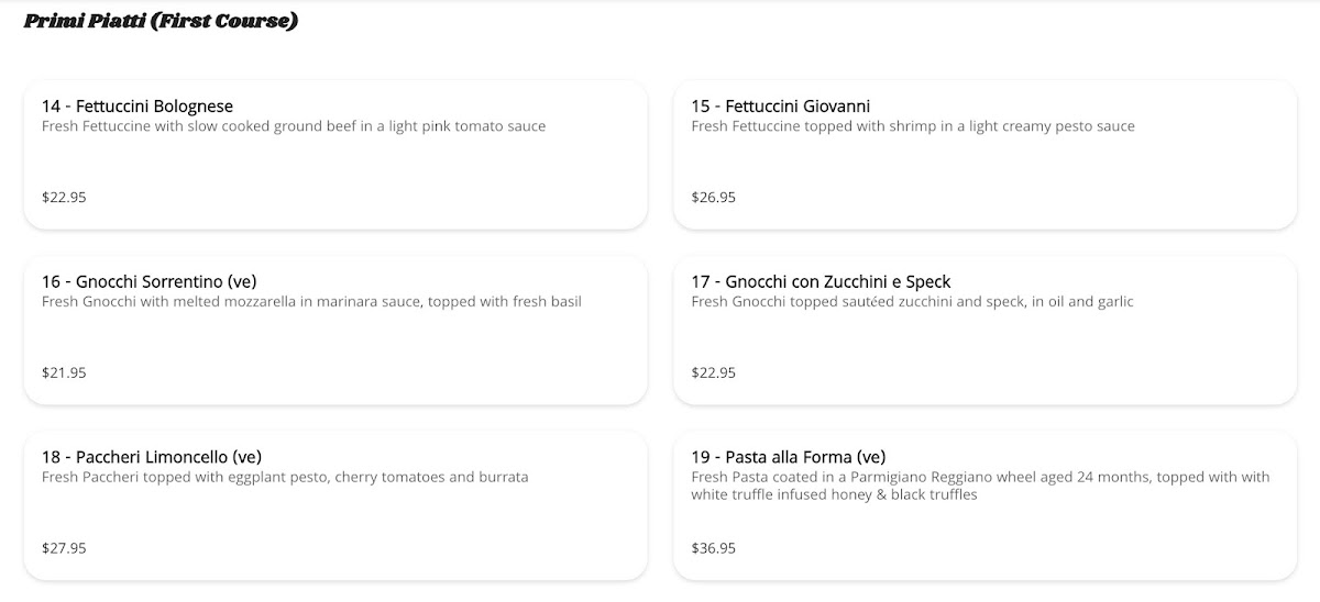 Limoncello Trattoria Napoletana Photo Menu 1
