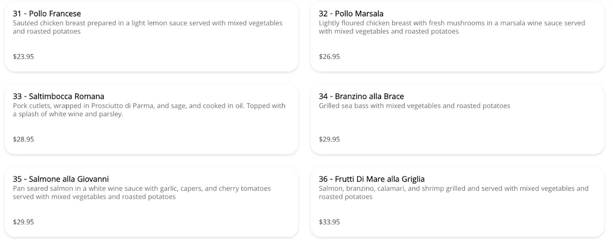Limoncello Trattoria Napoletana Photo Menu 2