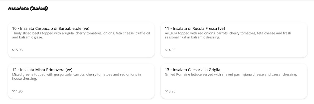 Limoncello Trattoria Napoletana Photo Menu 6