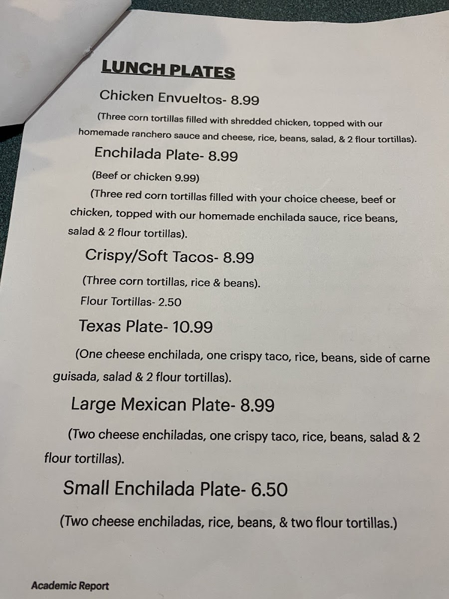 Eddie’s Mexican Restaurant Photo Menu 1