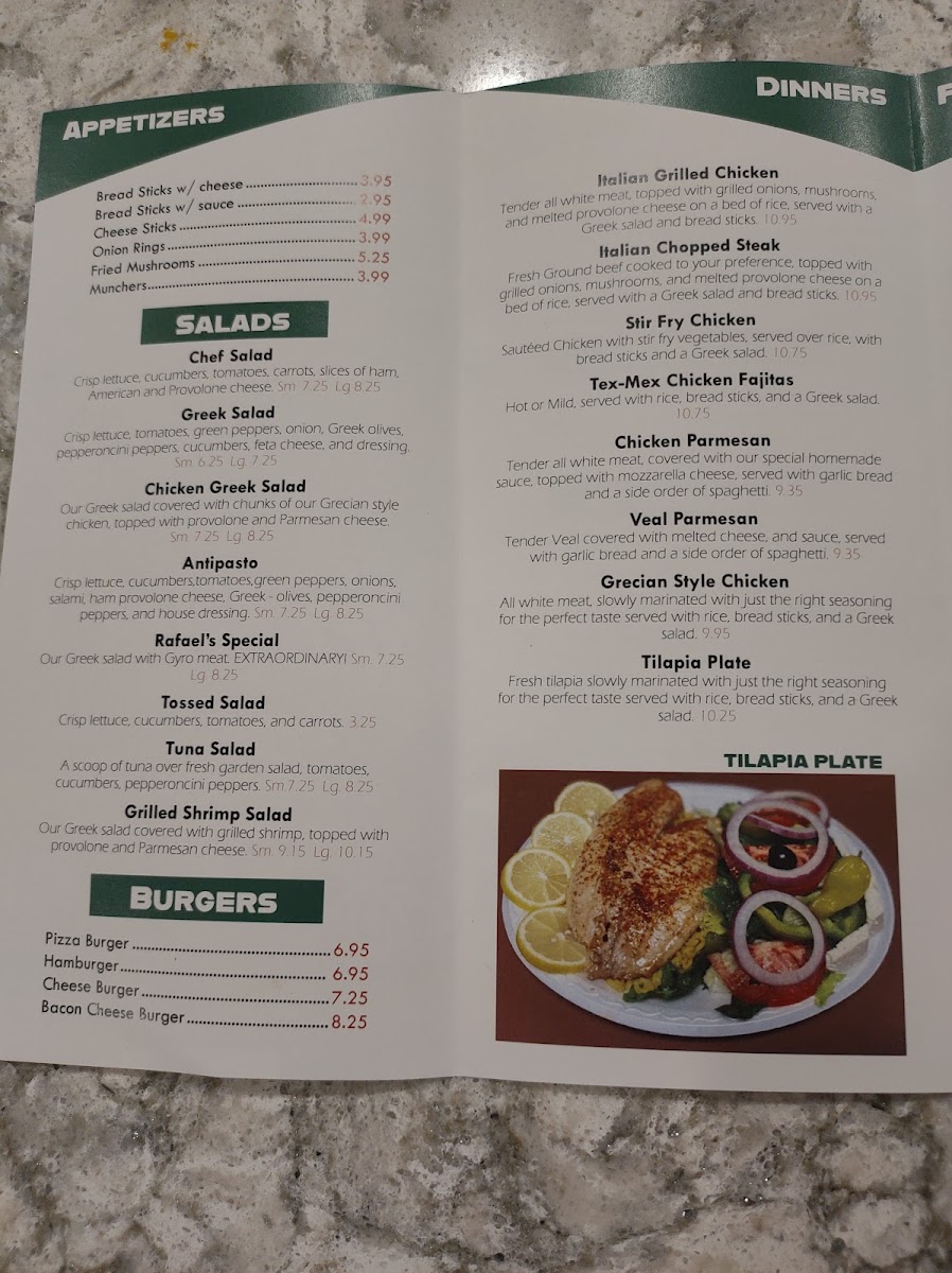 Rafael's Italian Restaurant Photo Menu 1