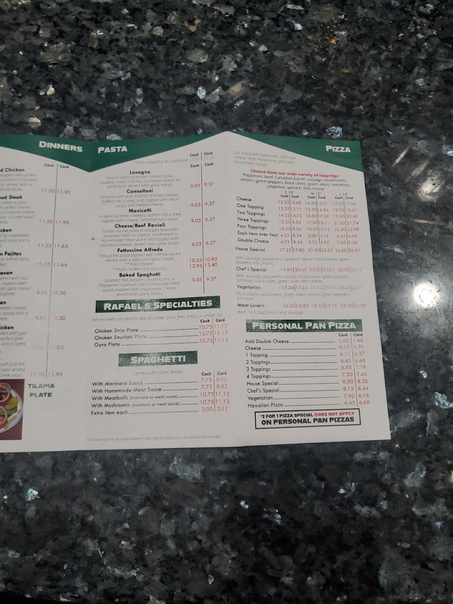 Rafael's Italian Restaurant Photo Menu 3