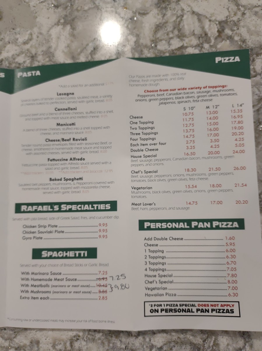 Rafael's Italian Restaurant Photo Menu 8