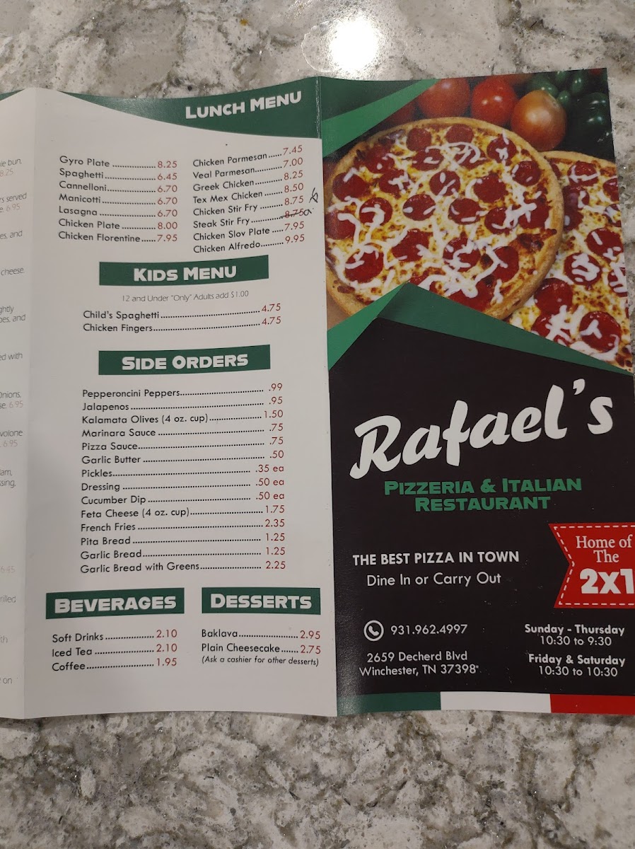 Rafael's Italian Restaurant Photo Menu 9
