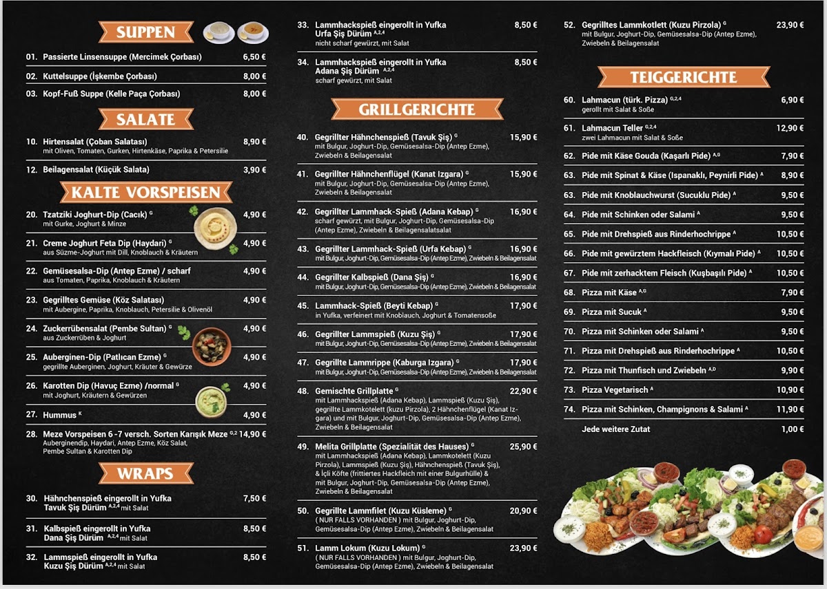 Melita Restaurant Photo Menu 1